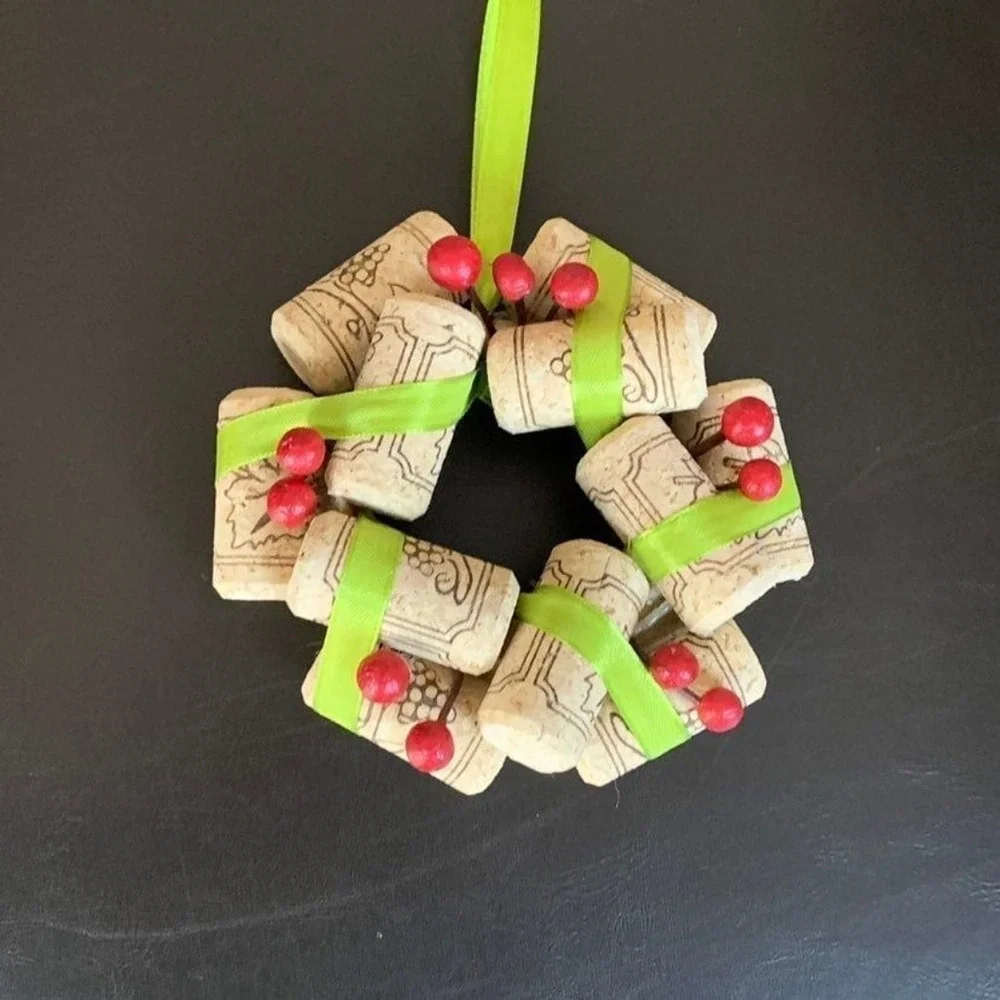 Holiday Christmas Wine Cork Decoration Wreath